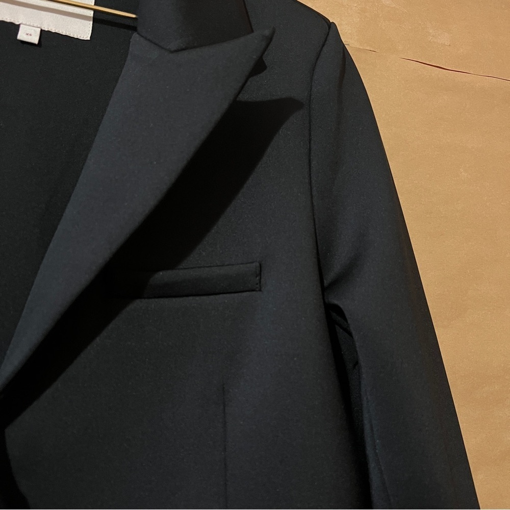 Aday Soft Power Blazer Jacket Scuba Knit Notched Lapel Snap Front Black Size XS - Picture 5 of 14